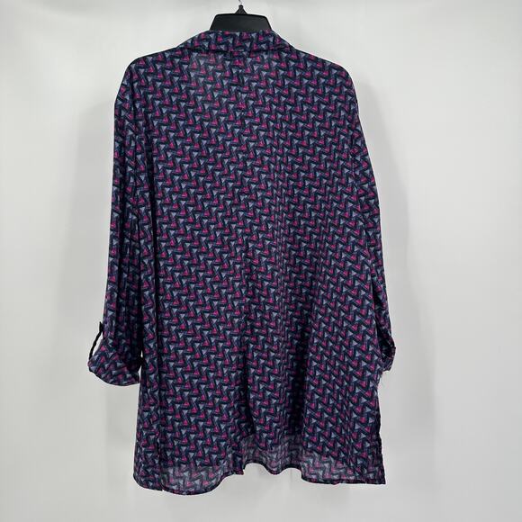 Catherines Size 3X Retro Geometric Print Tunic Top 3/4 Sleeve Boho Statement - Picture 2 of 7